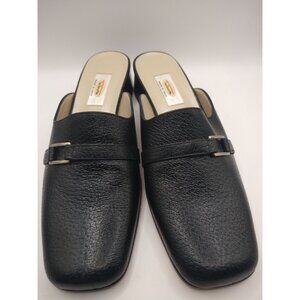 NWOT Vintage Talbots Leather Size 8N Slip-On Black Mules Square Toe Modest Heel